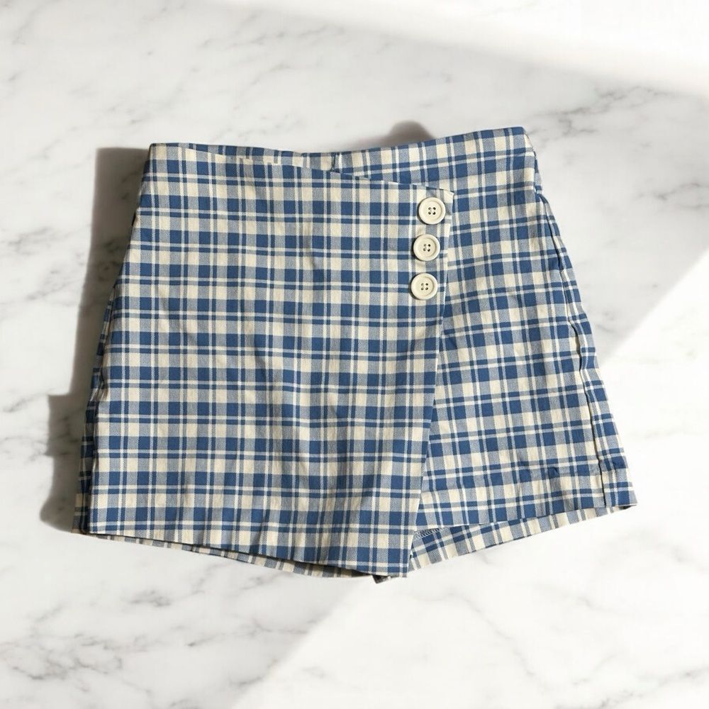 Joe B Light Blue and White Checked Skorts‎ Size Small